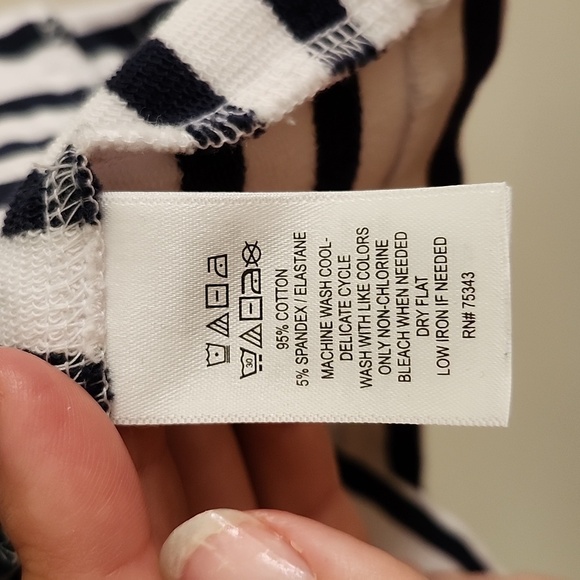 Tahari navy blue white stripe 3 button knit blazer coastal nautical womens small - Picture 6 of 7